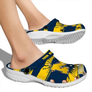 Custom Michigan Wolverines Paint Splatter Graphics Crocs High quality