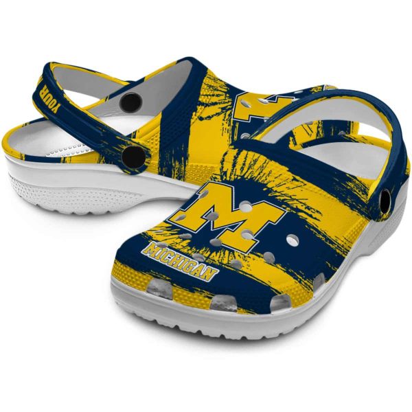 Custom Michigan Wolverines Paint Splatter Graphics Crocs Latest Model