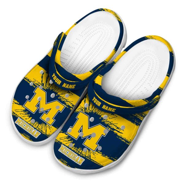 Custom Michigan Wolverines Paint Splatter Graphics Crocs Trendy