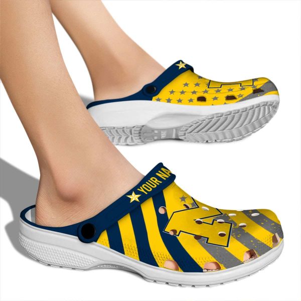 Custom Michigan Wolverines Star Spangled Graphic Crocs High quality