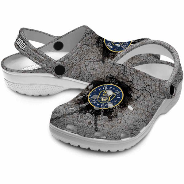 Custom Milwaukee Brewers Cracked Ground Texture Crocs Latest Model