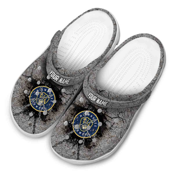 Custom Milwaukee Brewers Cracked Ground Texture Crocs Trendy
