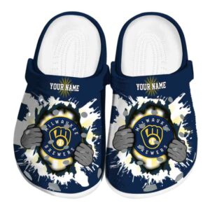 Custom Milwaukee Brewers Gripping Hand Crocs Best selling
