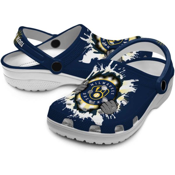Custom Milwaukee Brewers Gripping Hand Crocs Latest Model