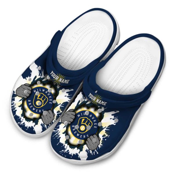 Custom Milwaukee Brewers Gripping Hand Crocs Trendy