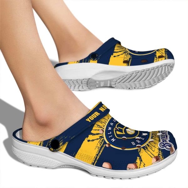 Custom Milwaukee Brewers Paint Splatter Graphics Crocs High quality