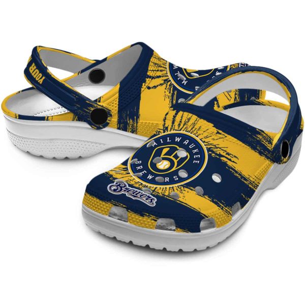 Custom Milwaukee Brewers Paint Splatter Graphics Crocs Latest Model