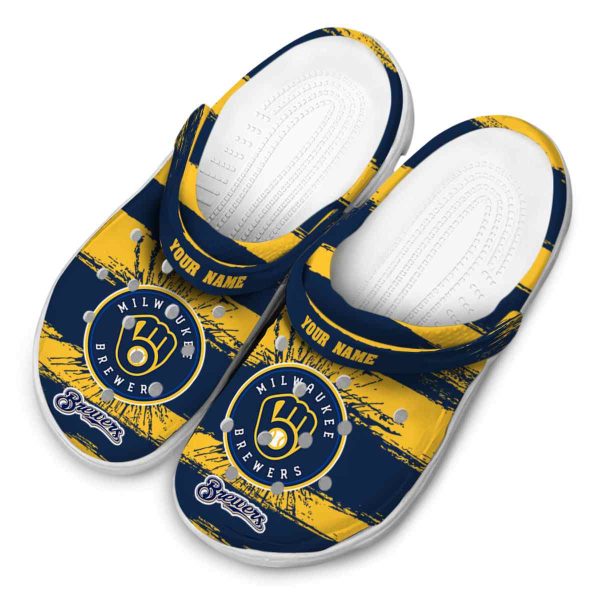 Custom Milwaukee Brewers Paint Splatter Graphics Crocs Trendy