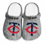 Custom Minnesota Twins Cracked Texture Crocs Best selling