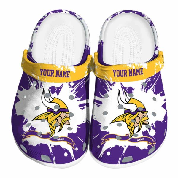 Custom Minnesota Vikings Splatter Pattern Crocs Best selling