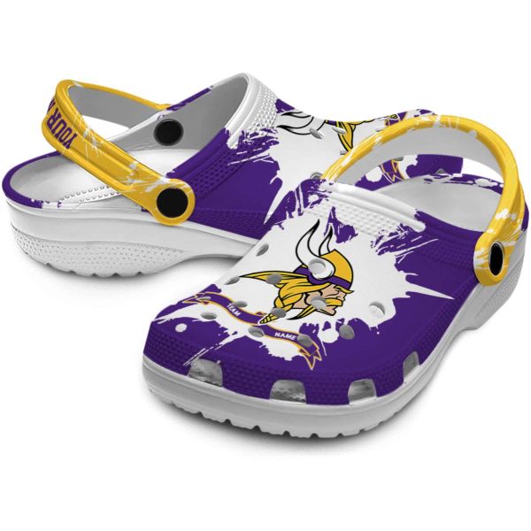 Custom Minnesota Vikings Splatter Pattern Crocs Latest Model