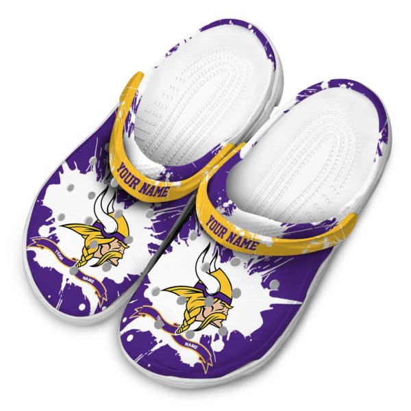 Custom Minnesota Vikings Splatter Pattern Crocs Trendy