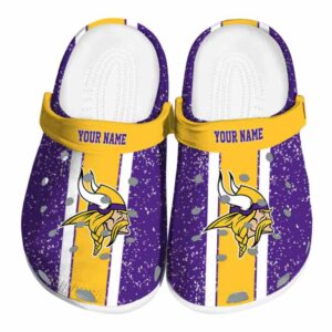 Custom Minnesota Vikings Vertical Stripes Crocs Best selling