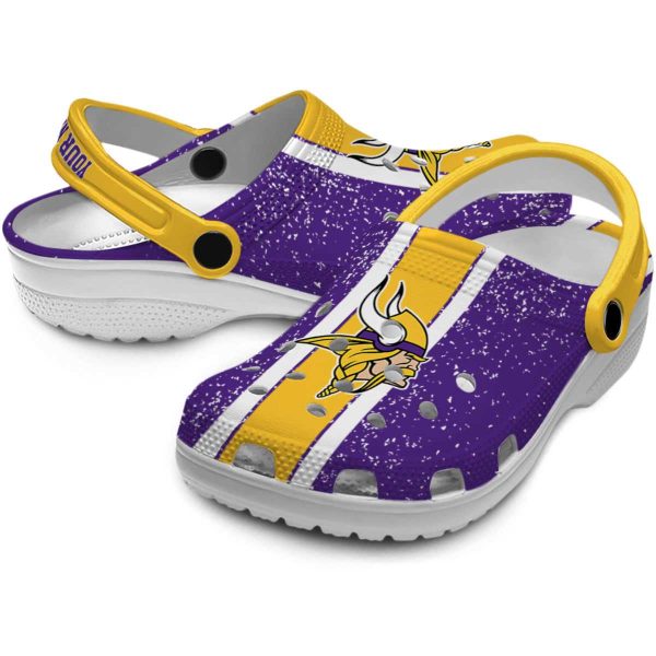 Custom Minnesota Vikings Vertical Stripes Crocs Latest Model