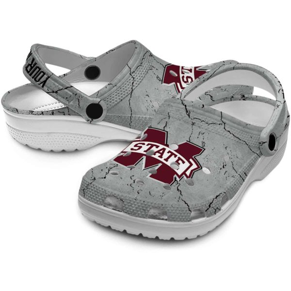 Custom Mississippi State Bulldogs Cracked Texture Crocs Latest Model 1