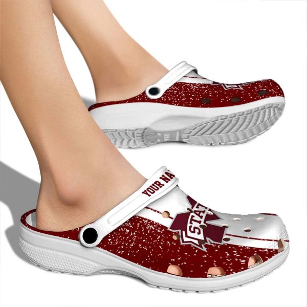 Custom Mississippi State Bulldogs Vertical Stripes Crocs High quality