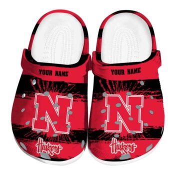Custom Nebraska Cornhuskers Paint Splatter Graphics Crocs Best selling