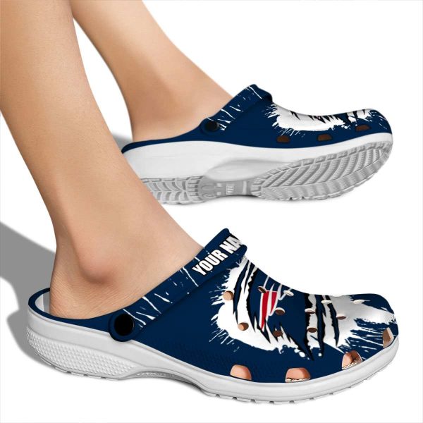 Custom New England Patriots Splash Motif Background Crocs High quality