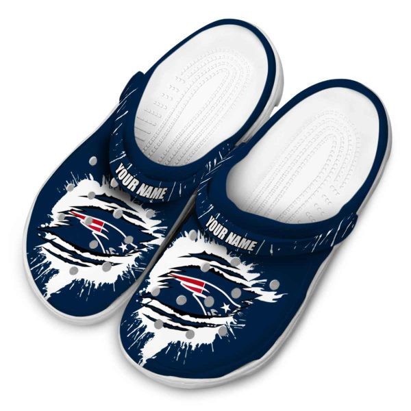 Custom New England Patriots Splash Motif Background Crocs Trendy