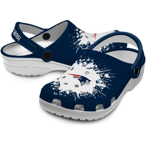 Custom New England Patriots Splatter Background Crocs Latest Model