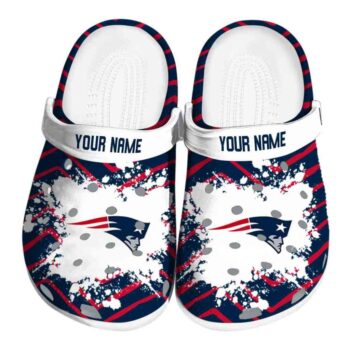 Custom New England Patriots Zigzag Paint Burst Crocs Best selling