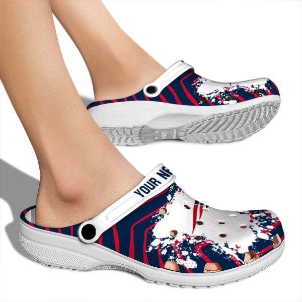 Custom New England Patriots Zigzag Paint Burst Crocs High quality