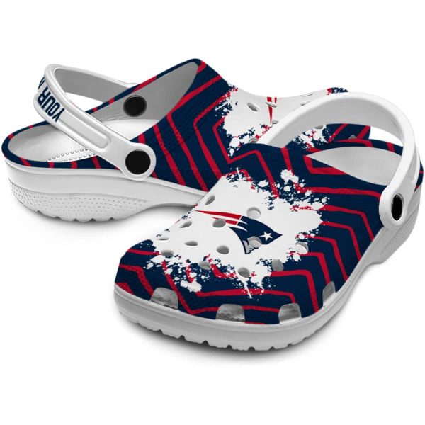Custom New England Patriots Zigzag Paint Burst Crocs Latest Model