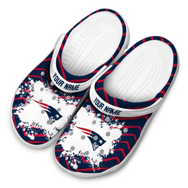 Custom New England Patriots Zigzag Paint Burst Crocs Trendy