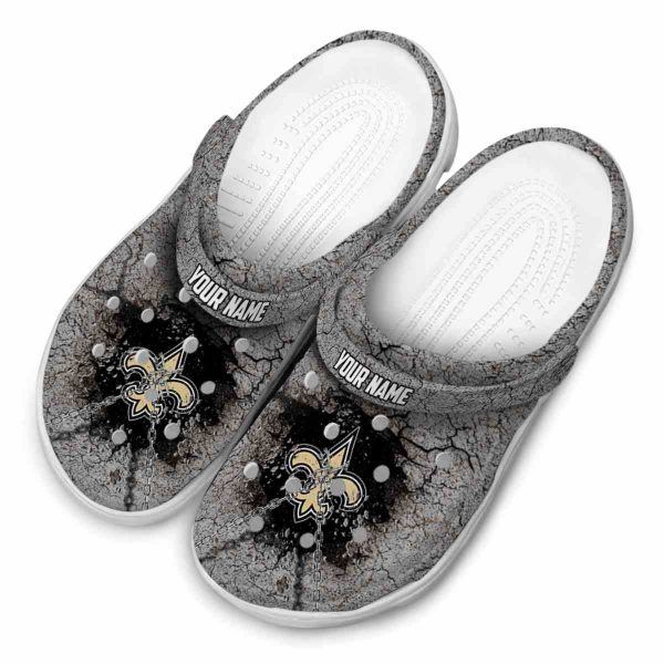 Custom New Orleans Saints Cracked Ground Texture Crocs Trendy