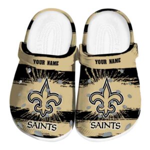 Custom New Orleans Saints Paint Splatter Graphics Crocs Best selling