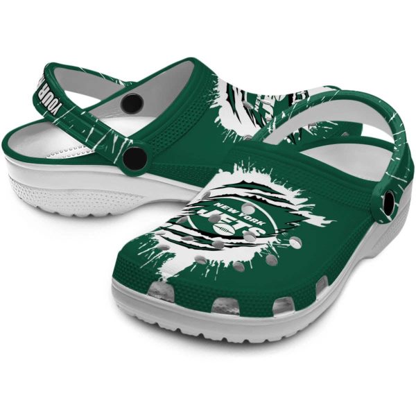 Custom New York Jets Splash Motif Background Crocs Latest Model