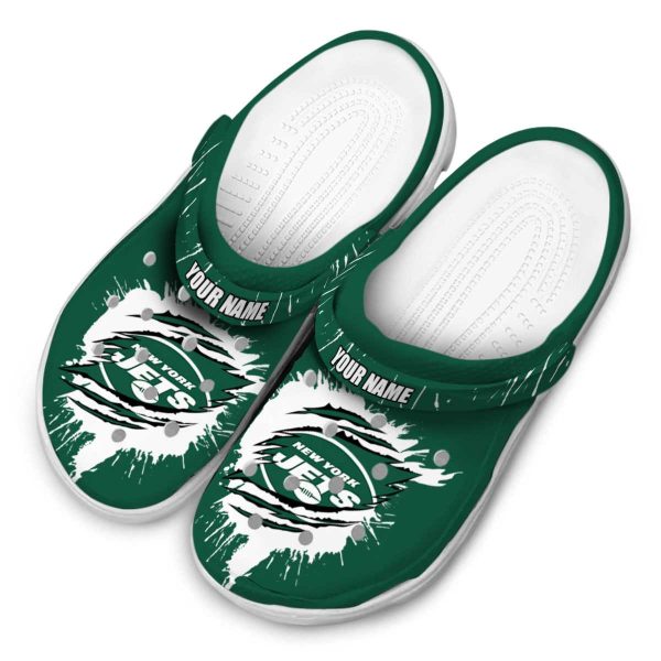 Custom New York Jets Splash Motif Background Crocs Trendy