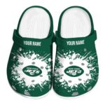 Custom New York Jets Splatter Background Crocs Best selling