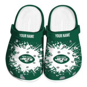 Custom New York Jets Splatter Background Crocs Best selling
