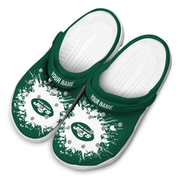 Custom New York Jets Splatter Background Crocs Trendy