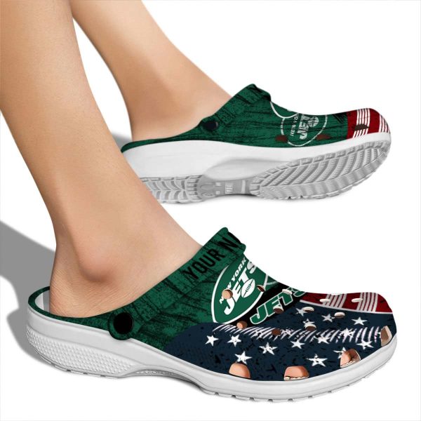 Custom New York Jets Star Spangled Side Pattern Crocs High quality