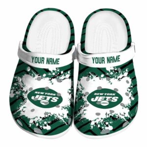 Custom New York Jets Zigzag Paint Burst Crocs Best selling