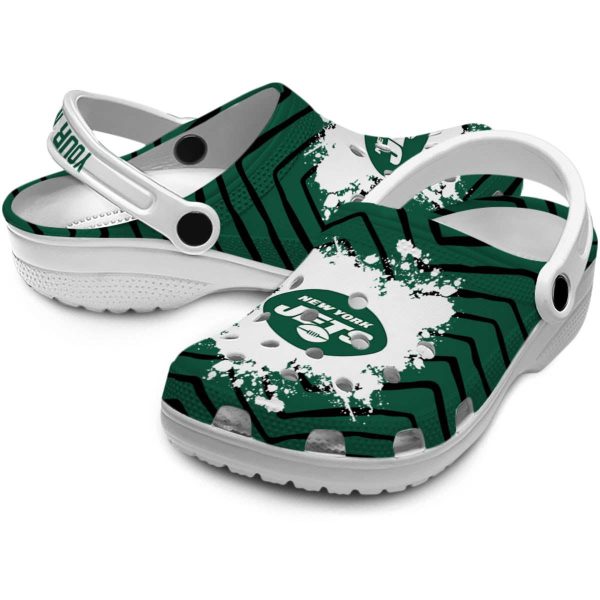 Custom New York Jets Zigzag Paint Burst Crocs Latest Model