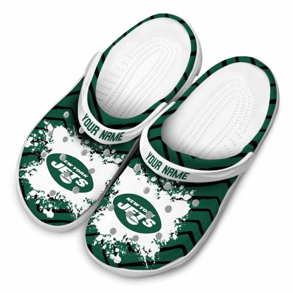 Custom New York Jets Zigzag Paint Burst Crocs Trendy