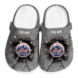 Custom New York Mets Cracked Ground Texture Crocs Best selling
