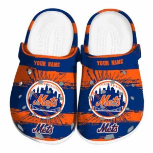 Custom New York Mets Paint Splatter Graphics Crocs Best selling