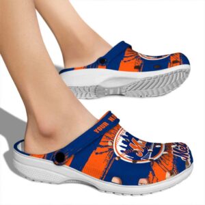 Custom New York Mets Paint Splatter Graphics Crocs High quality
