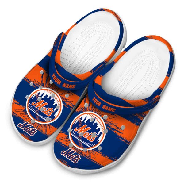 Custom New York Mets Paint Splatter Graphics Crocs Trendy