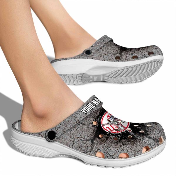 Custom New York Yankees Cracked Ground Texture Crocs High quality