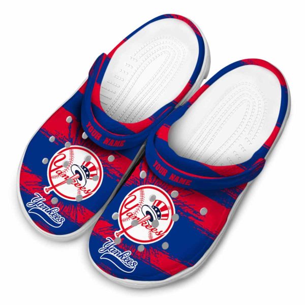 Custom New York Yankees Paint Splatter Graphics Crocs Trendy