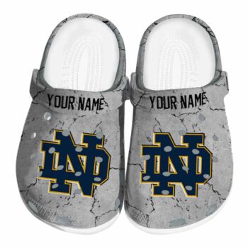 Custom Notre Dame Fighting Irish Cracked Texture Crocs Best selling