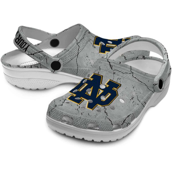 Custom Notre Dame Fighting Irish Cracked Texture Crocs Latest Model