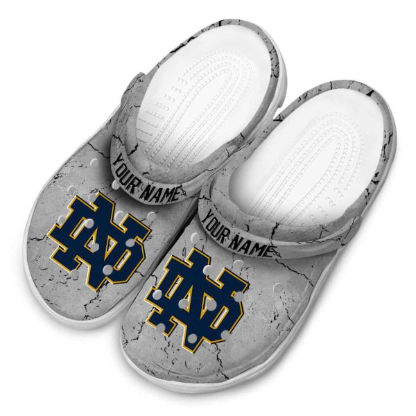 Custom Notre Dame Fighting Irish Cracked Texture Crocs Trendy