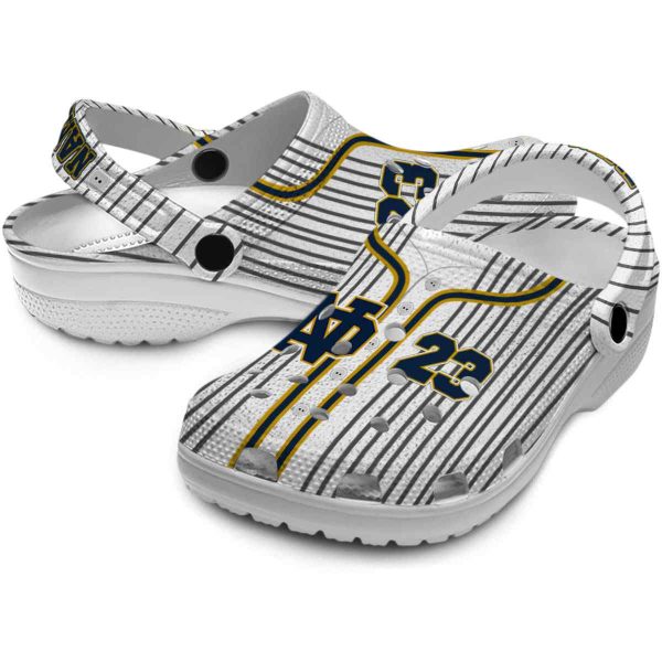 Custom Notre Dame Fighting Irish Pinstripe Pattern Crocs Latest Model