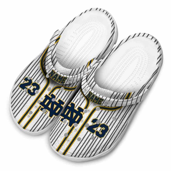 Custom Notre Dame Fighting Irish Pinstripe Pattern Crocs Trendy